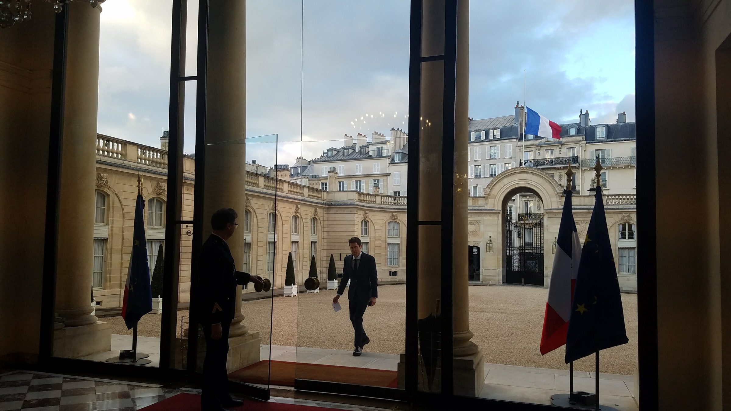 Sam Altman arriving at the Élysée Palace